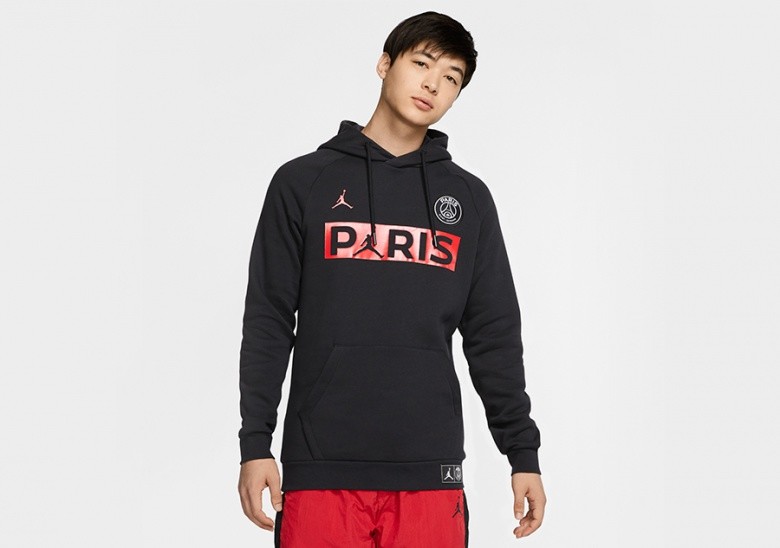 NIKE AIR JORDAN PARIS SAINT'GERMAIN JUMPMAN FLEECE HOODIE BLACK