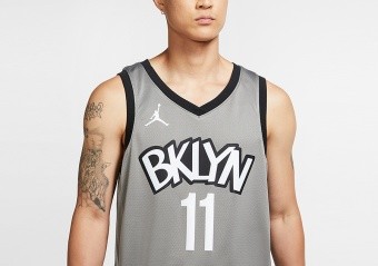 NIKE NBA BROOKLYN NETS KYRIE IRVING STATEMENT EDITION SWINGMAN JERSEY DARK STEEL GREY