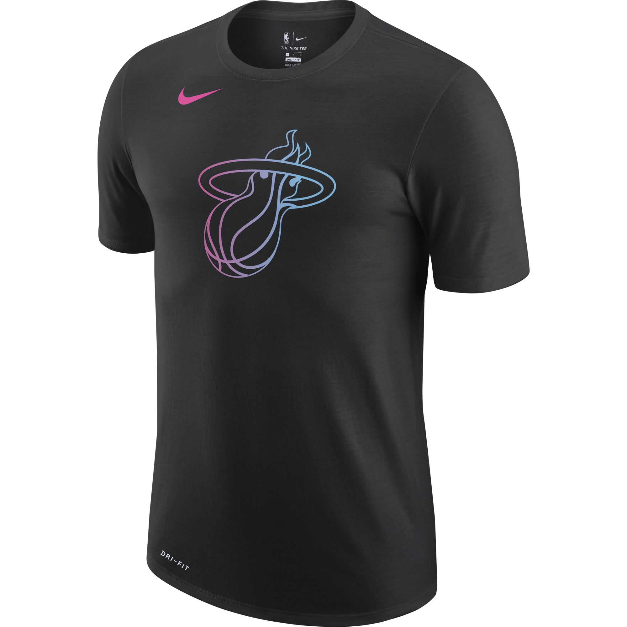 NIKE NBA MIAMI HEAT CITY EDITION LOGO DRI-FIT TEE BLACK