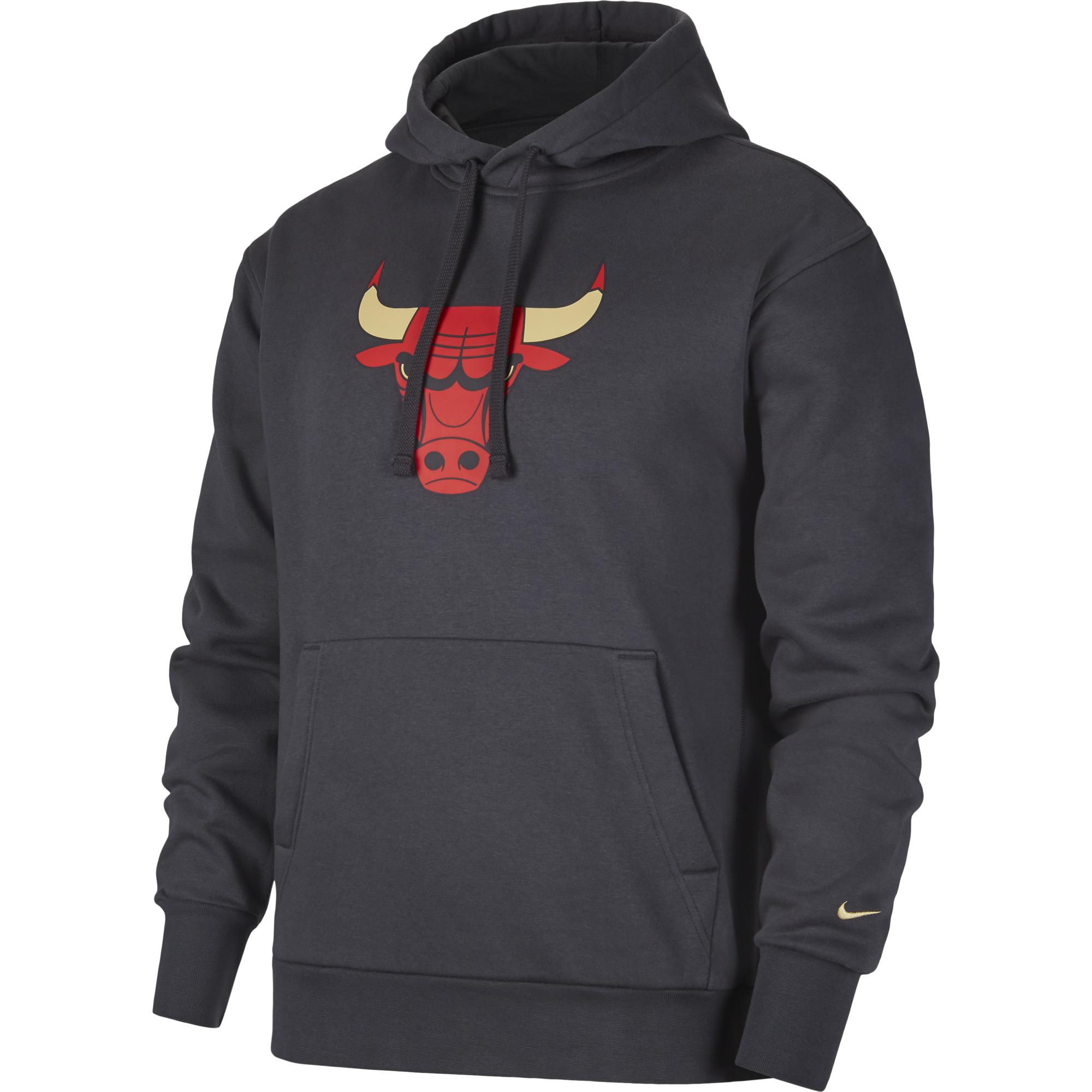 NIKE NBA CHICAGO BULLS CITY EDITION LOGO PULLOVER FLEECE HOODIE ANTHRACITE