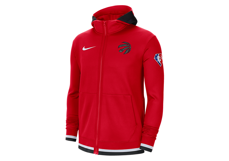 NIKE NBA TORONTO RAPTORS DRI-FIT SHOWTIME FULL-ZIP HOODIE UNIVERSITY RED