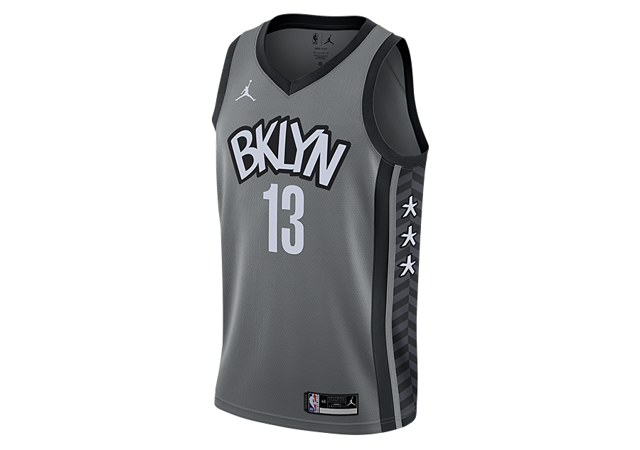 NIKE NBA BROOKLYN NETS JAMES HARDEN SWINGMAN JERSEY STATEMENT DARK STEEL GREY