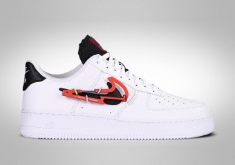 NIKE AIR FORCE 1 LOW PREMIUM CARABINER WHITE SWOOSH RED